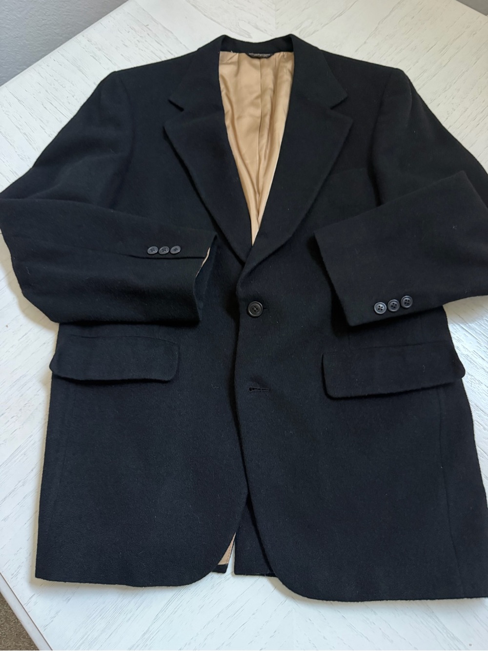 Vintage Men's Black Camelhair Sport Coat Blazer 44R Made in USA